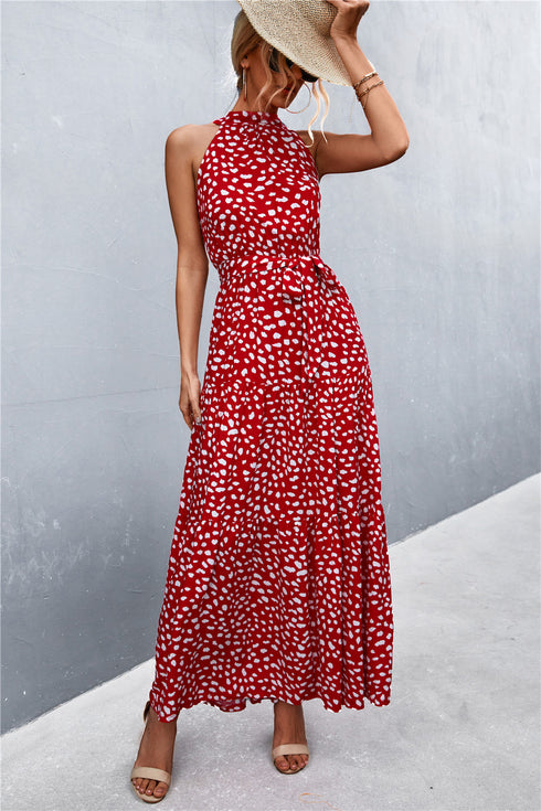 printed-sleeveless-tie-waist-maxi-dress Sophia's Trends - Sophia's Style-Yellow/Floral-S